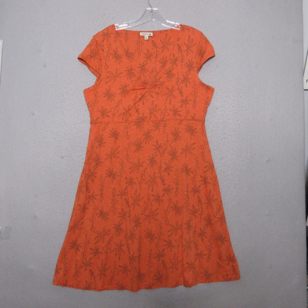 Orange Floral Cap-Sleeve Women's Dress